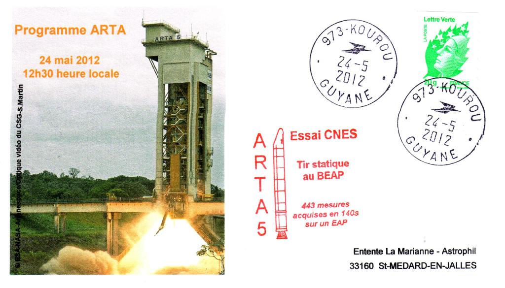 Enveloppe du tir d'essai Arta5 à Kourou le 24/05/2012