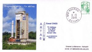 Enveloppe du tir d'essai Arta6 à Kourou le 08/09/2016