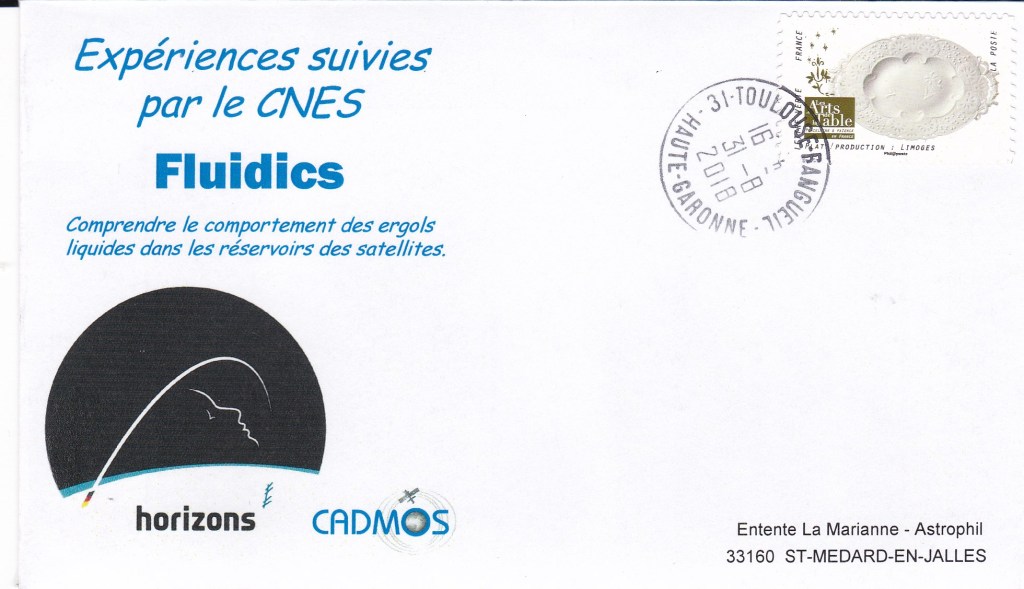 Enveloppe relative à l'expérience Fluidics menée par A. Gerst dans l'ISS le 31 août 2018.
