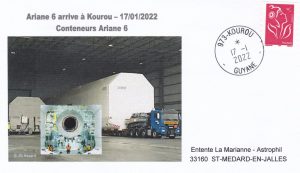 Enveloppe relative à l'arrivée des éléments Ariane6 à Kourou
