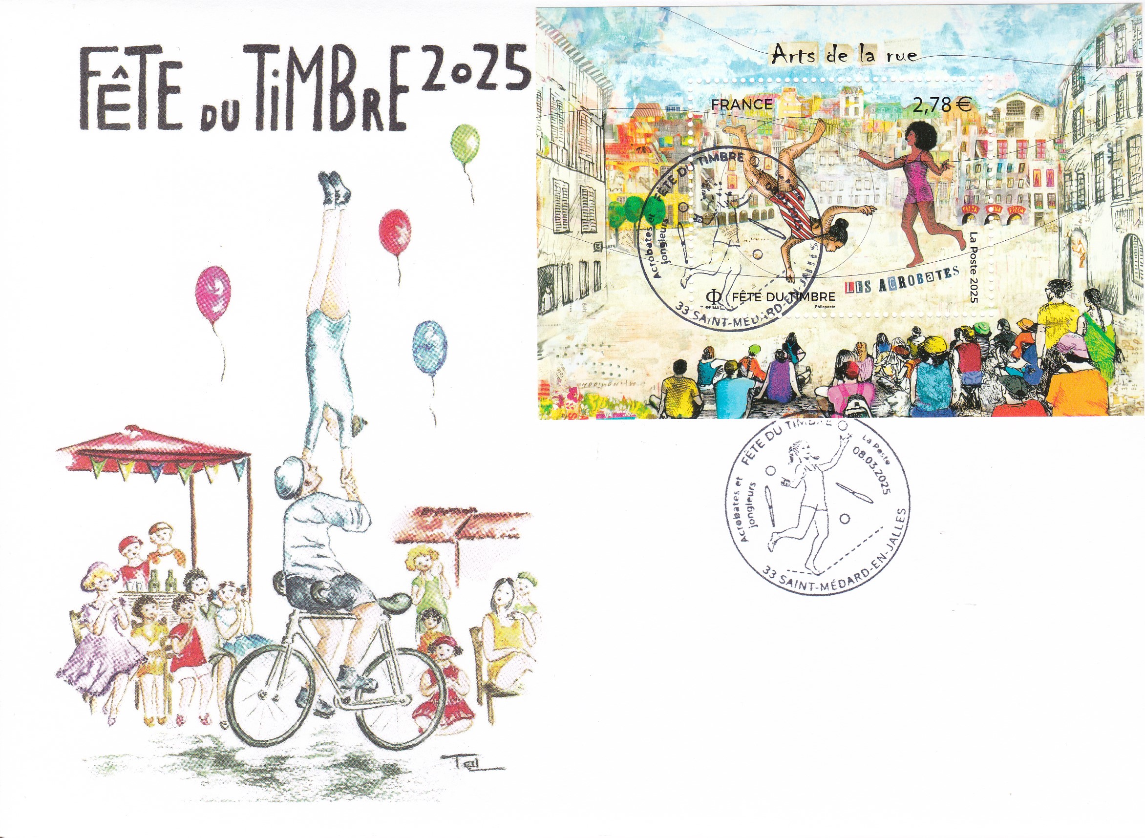 Enveloppe philatélique émise pour la Fête du Timbre 2025 sur le thème du Cirque