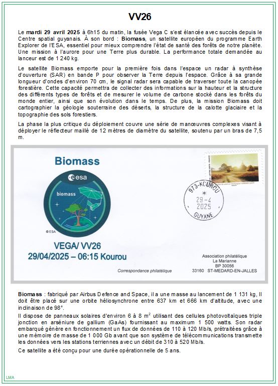 Page d'album pour enveloppe lancement Biomass