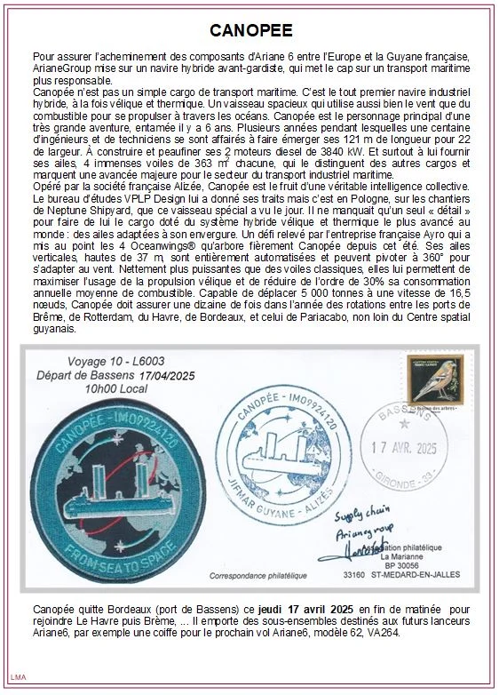 Fiche pour enveloppe départ de Canopée du port de Bassens
