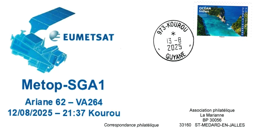 Enveloppe philatélique lancement satellite Metop-SGA1 en août 2025