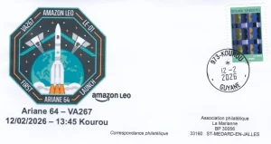 Enveloppe philatélique lancement satellites Amazon LEO en février 2026