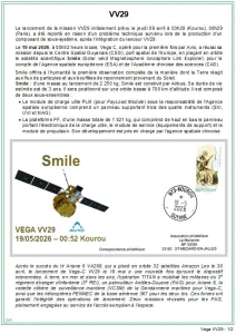Fiche pour enveloppe lancement Vega VV29