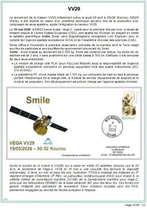 Fiche pour enveloppe lancement Vega VV29