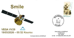 Enveloppe philatélique lancement satellite Smile en mai 2026